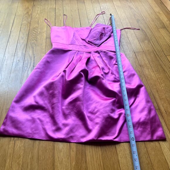 100% Silk Rickie Freeman Teri Jon size 12 Pink Fuchsia Spaghetti Strap Dress - Picture 8 of 16